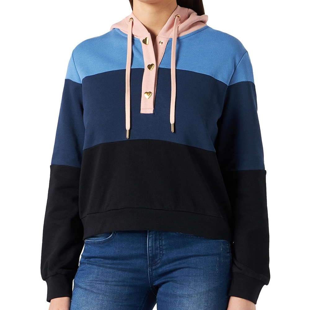 Moschino Blue and Pink Block Hoodie
